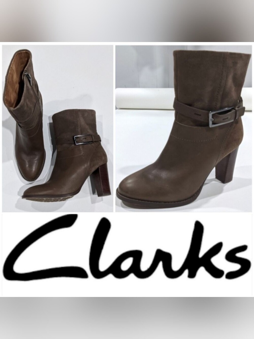 Kacia Garnet Clarks Taupe Leather boots - Picture 9 of 9